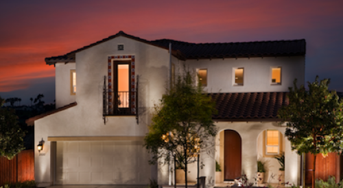 Exterior of single-family home in the evening