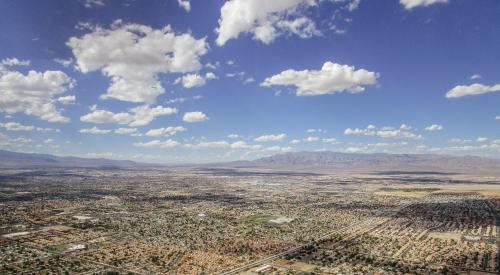 Aerial view of suburban area