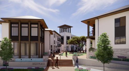 Early render of mixed-use community Lago Place by Younger Homes and Digibilt