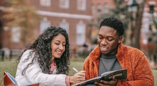 University students studying on campus