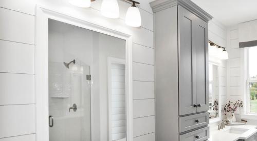 5 Top Bathroom Design Trends for 2021 Ample counter space enabled Van Metre Homes to increase bathroom storage at Prosperity Plains (Chantilly, Va.) with a tower between the two sinks. Photo courtesy DesignLens, John Burns Real Estate Consulting  