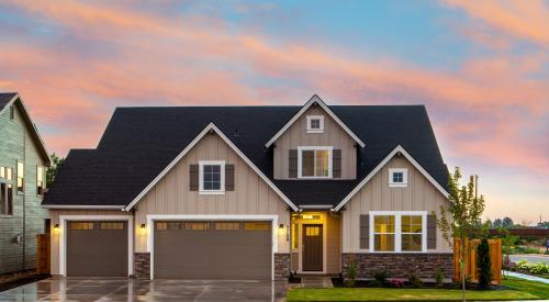 Home exterior during sunset street view