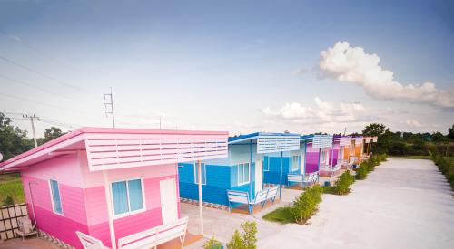 Colorful tiny homes adobe stock