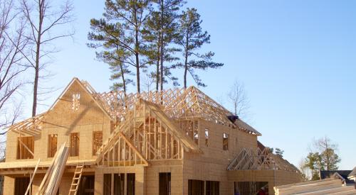 construction jobsite at framing stage