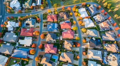 Aerial of suburb