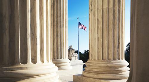 Supreme court with American flag