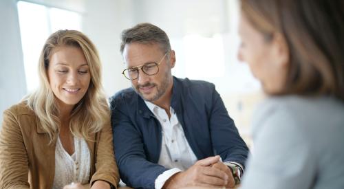 Couple meeting with broker