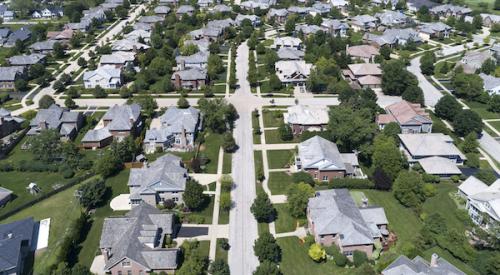 Aerial view of neighborhood