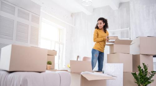 Girl moving into apartment