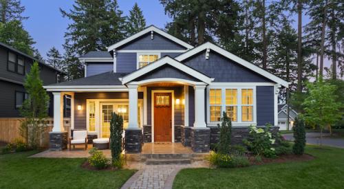 Front yard and facade of a suburban home