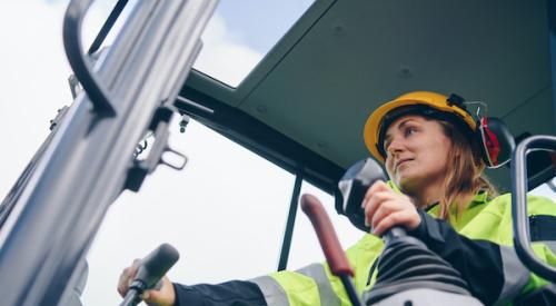 Women using forklift