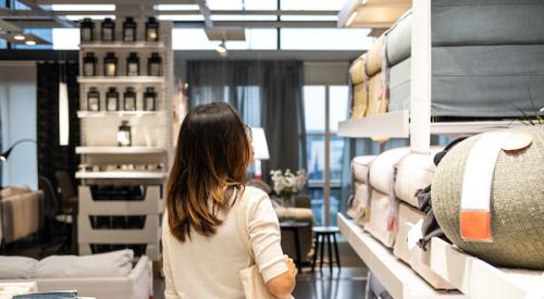 Woman shopping for home furnishings