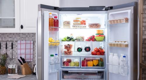 Close-up of open fridge