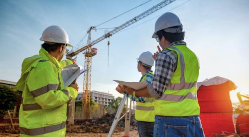 Commercial construction workers at jobsite