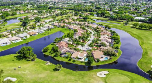 Aerial view of gated community in Florida