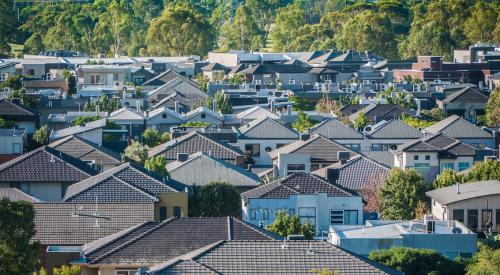 Rooftops of suburban homes