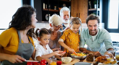 Multiple generations cooking together