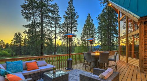 Outdoor porch facing the woods