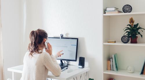 Woman working in home office