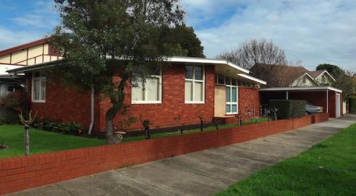 Exterior of mid-century brick home