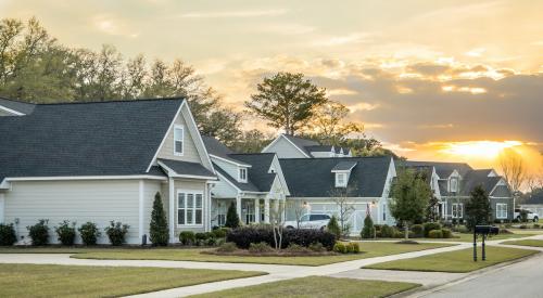 Suburban street at dawn