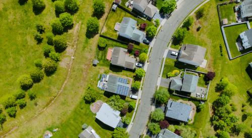 Aerial view of small suburb