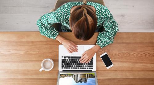 Person looking at house on laptop