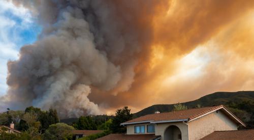 Smoke behind house