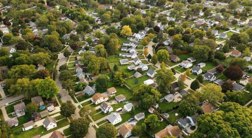 Aerial of suburb