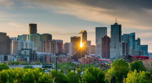 Sunset view of Denver, Colorado