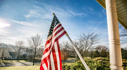 House with an American flag