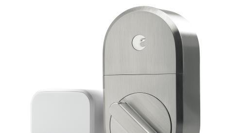 August smart lock in satin nickel finish