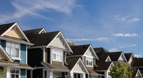 Row of single-family houses in development