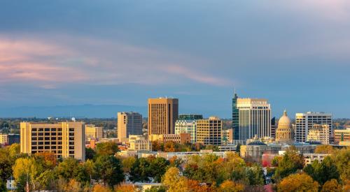 Boise, Idaho skyline at sunset