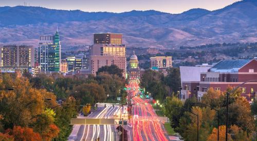 Traffic on freeway into Boise, Idaho