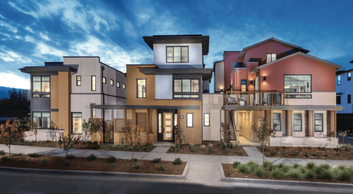 Front elevation of the Bungalows at Bellaterra in Los Gatos, California