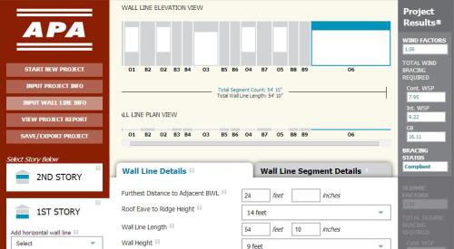 APA – The Engineered Wood Association’s online Wall Line Bracing Calculator eases wall   bracing by streamlining the process.