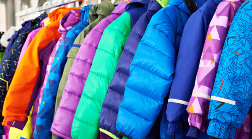 Rack of children's winter jackets