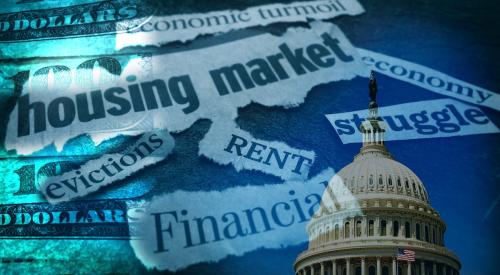 Housing news headlines backdropped by Congress Capitol building 