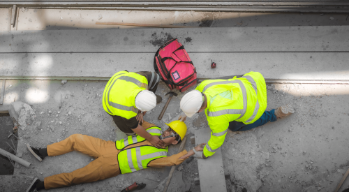 Construction jobsite accident from a fall