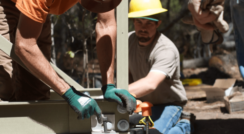 Construction workers engaged in project