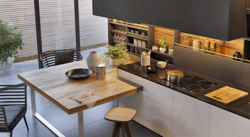 Eat-in kitchen design saves space