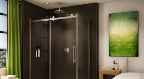 The new Novara line of shower doors offers a sleek, frameless design that comple