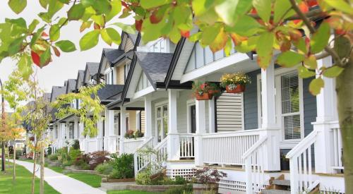 Row of houses in residential neighborhood