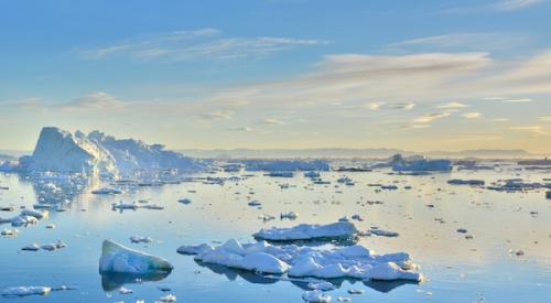 Iceberg and ice floating on water