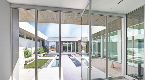 pivot door in Kolbe's VistaLuxe Collection AL line, which offers a sleek, modern profile 