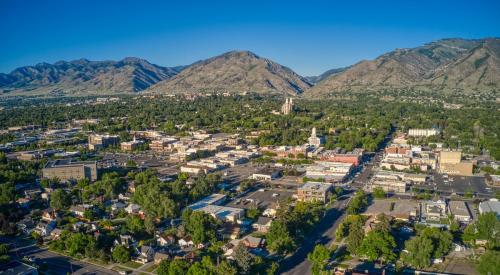 Logan, Utah downtown aerial view