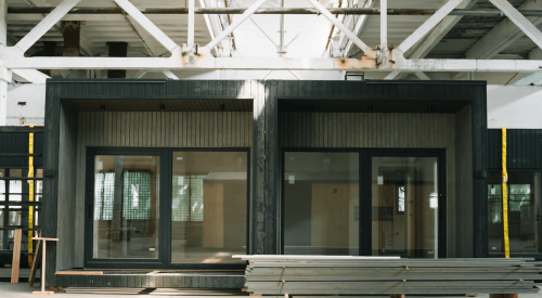 Modular homes being built in a factory