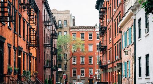 Row of townhouses in New York City