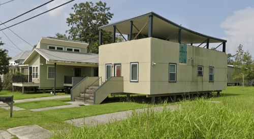 Make It Right house in distress in New Orlean's Lower Ninth Ward 